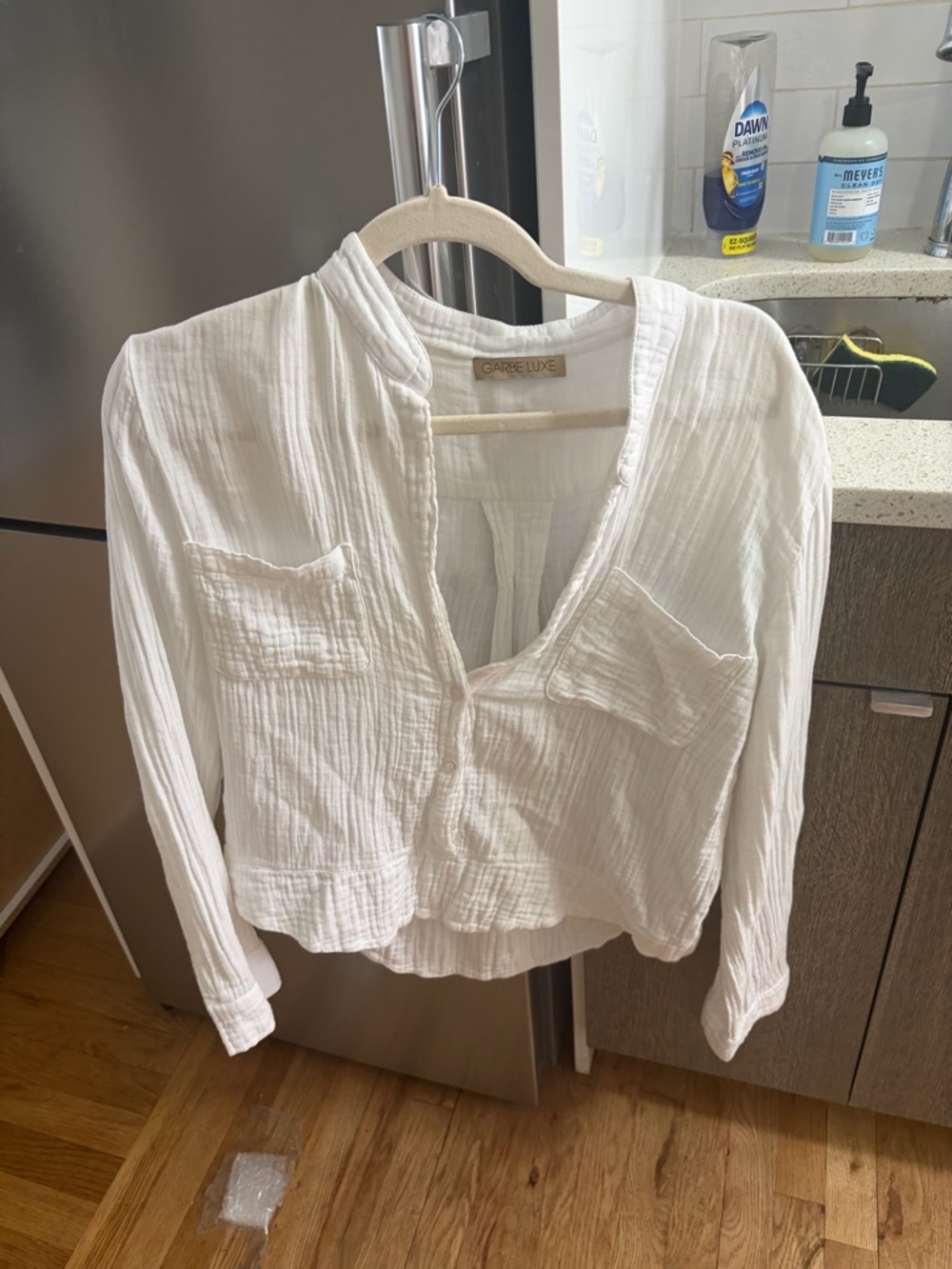 White Gauze Button-Front Women's Top